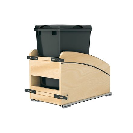 Craftsman Collection Solid Maple Bottom Mount Pull-Out Waste Container — Rev-A-Shelf cabinet organizer