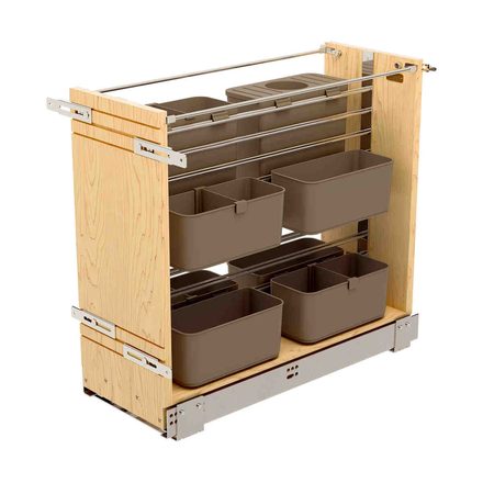 Maple Base Cabinet Modular Pull-Out Organizer — Rev-A-Shelf cabinet organizer