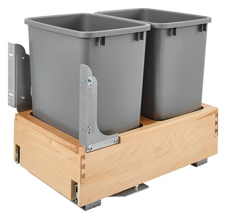 Maple Bottom Mount Pull-Out Waste Container with Rev-A-Motion — Rev-A-Shelf cabinet organizer