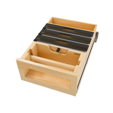 Wood Paper Towel and Foil Wrap Tiered Drawer System for Base Cabinets — Rev-A-Shelf cabinet organizer