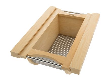 Maple/Stainless-Steel Produce Basket for Base Cabinets — Rev-A-Shelf cabinet organizer