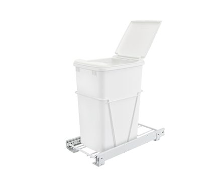 Steel Wire Bottom Mount Waste Container with Lid and Full-Extension Slides — Rev-A-Shelf cabinet organizer