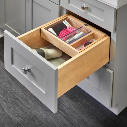 Vanity Half-Tiered Drawer Systems for Face Frame Cabinets — Rev-A-Shelf cabinet organizer