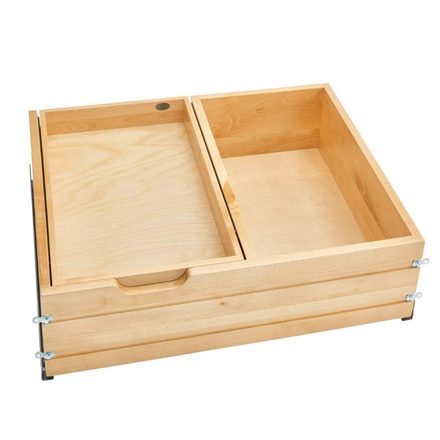 Wood Two-Tier Deep Drawer System for Frameless Cabinet — Rev-A-Shelf cabinet organizer