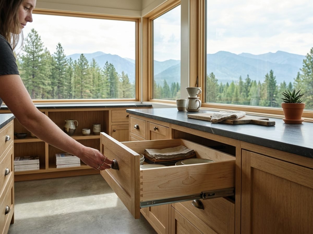 Soft-close drawer with full-extension slides at the Burnich showroom